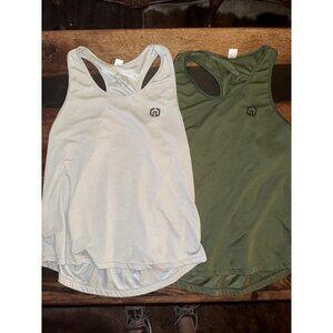 Lot 2 NELEUS Dry Fit Mesh Muscle Tank Tops Men’s M Gray Green Gym